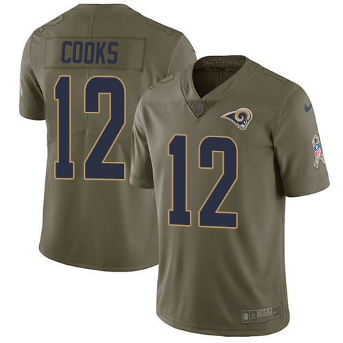 Nike Rams #12 Brandin Cooks Olive Men's Stitched NFL Limited Salute To Service Jersey - Click Image to Close